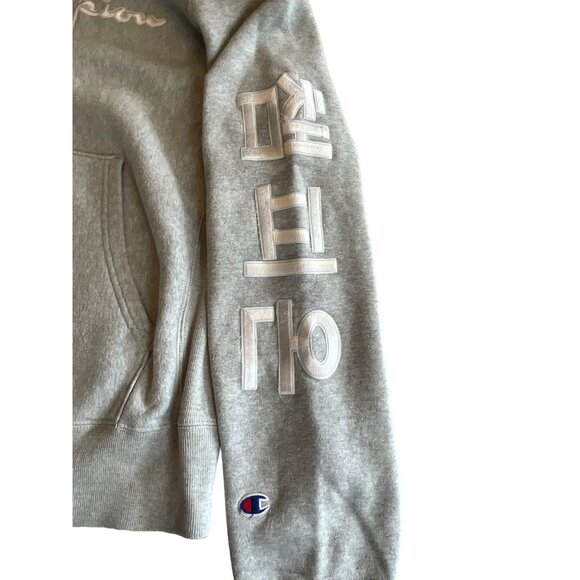 Champion Mens Medium Grey Hoodie With Multilingual "Champion" & "Campeón" Text - Picture 5 of 7